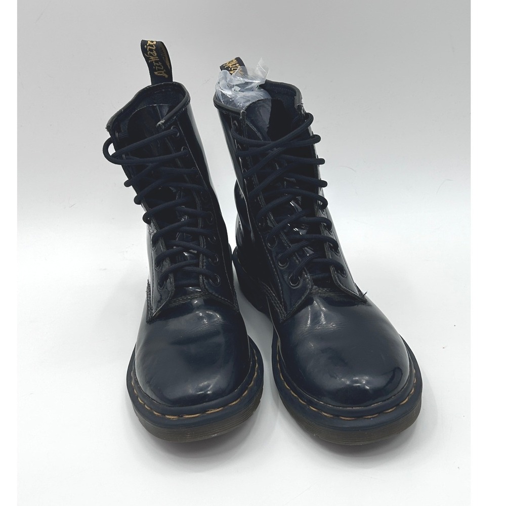 Dr. Martens 1460 Black Patent Lamper Leather 8-Eye Lace Up Combat Boots Size 9 - Picture 2 of 12